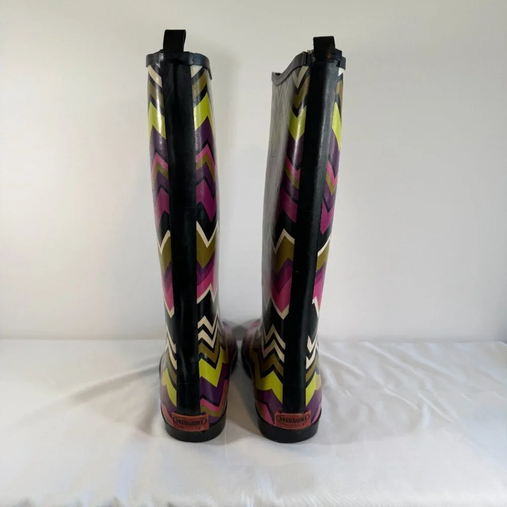 Girls MISSONI Chevron ZigZag Rubber Rain Boots Wellies Sz 3